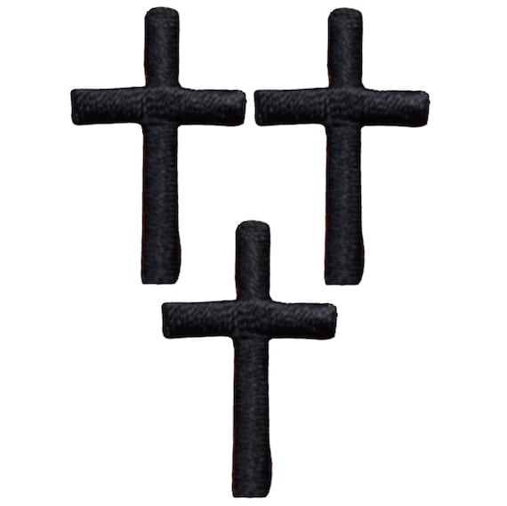 Mini Cross Applique Patch Black Religious Jesus Badge 1 3-pack, Iron On -   Denmark