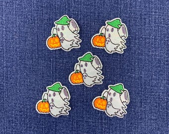 5-Pack Halloween Ghost Applique Patch - Embroidered Pumpkin Trick Or Treat Badge
