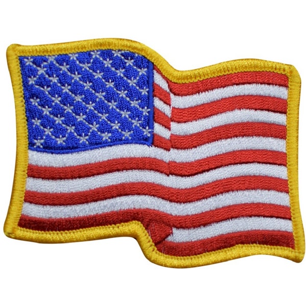 Grand patch drapeau américain ondulé – Badge USA États-Unis 3,5" (à repasser)