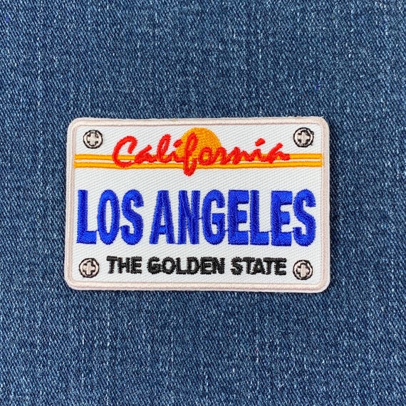 YOKEBOM Los Angeles Iron-On Patch - 2.75" California License Plate Design, Embroidered Applique