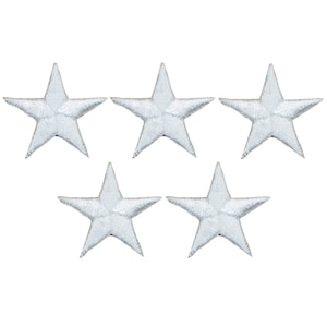 以下が含まれることがあります： アイロン接着できる白いフェルトの星形のワッペンが5つです。