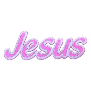 Jesus Applique Patch - Pink, White, Christian, Catholic 3.25" (Iron on)