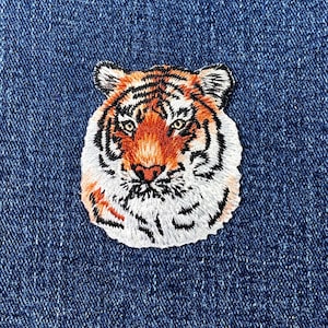 Tiger Applique Patch - Embroidered Animal & Zookeeper Badge 2-1/8" (Iron On)