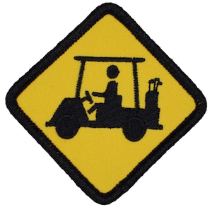 Medium Golf Cart Crossing Sign Patch - Golf Course Road Street Badge 2-5/8" (Iron or Sew On)