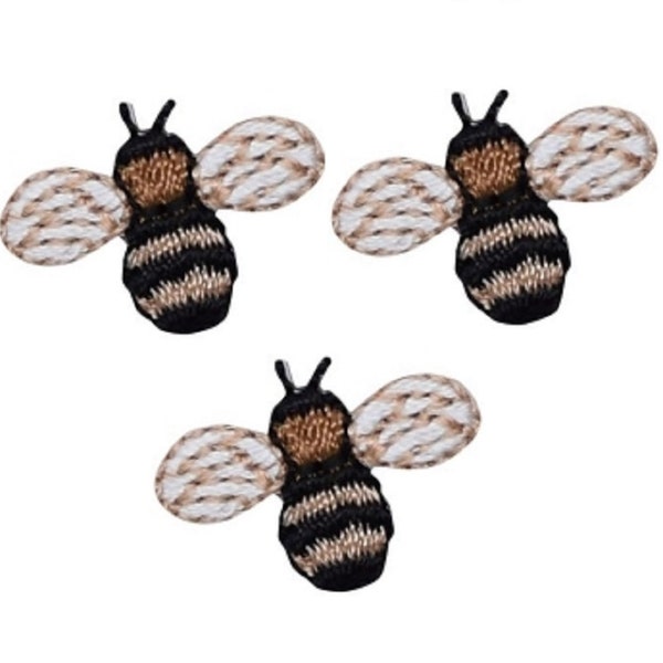 Mini Bumblebee Applikation Patch - Biene, Insekt, Bug Badge 3/4 "(3er-Pack, zum aufbügeln)