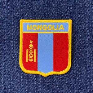 Mongolia Patch - Embroidered Flag Shield Badge 2.75" (Iron On)