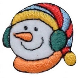 Mini Snowman Applique Patch - Christmas, Winter, Snow Badge 1" (Iron on)