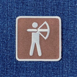 Archery Patch - Park Sign Recreational Activity Bow & Arrow Range Embroidered Badge 2&quot; (Iron on)