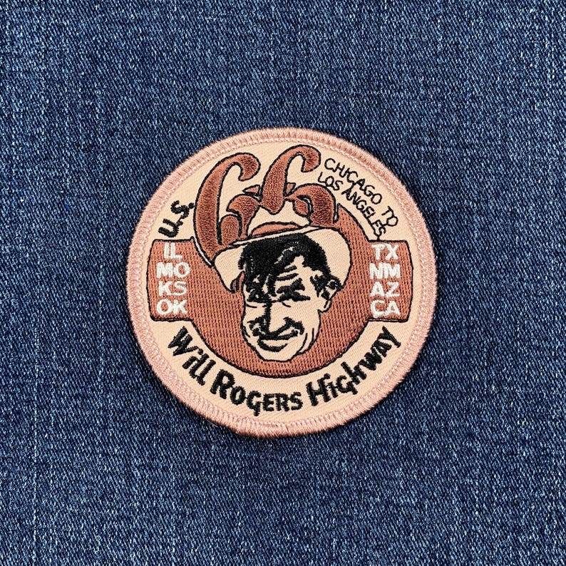 Will Rogers Highway Patch - Embroidered Route 66 Los Angeles Badge 3" (Iron On) image 1