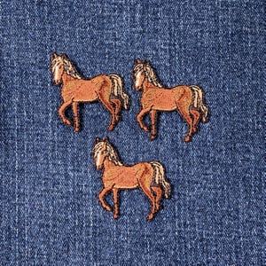 3-Pack Horse Applique Patch - Small Embroidered Animal Badge 1-5/8" (Iron On)