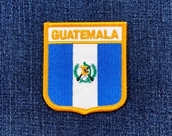 Guatemala Patch - Embroidered Flag Shield Badge 2.75" (Iron On)