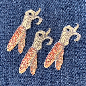 3-Pack Indian Corn Applique Patch - Embroidered Maize Food & Thanksgiving Badge 2.5" (Iron On)
