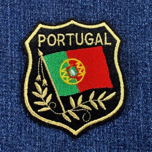 Portugal Patch - Embroidered Mylar Flag Shield Badge 3.25" (Iron On)