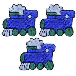 Medium Train Patch Applique - Steam Engine Locomotive Badge 2&quot; (3-Pack, Iron or Sew On)