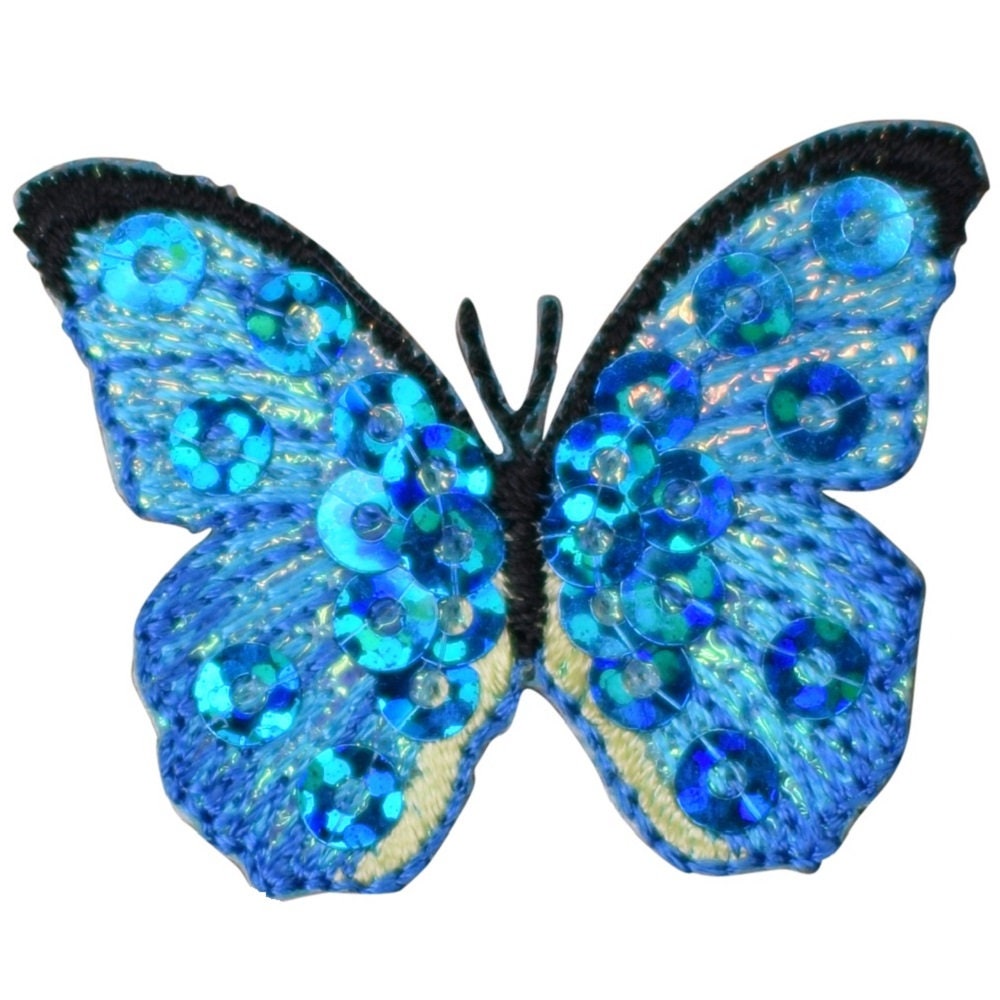 Expo MBP102BL Iron-On Embroidered Sequin Butterfly Applique, 2-Pack, Blue