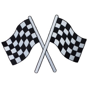 Extra Large Checkered Flags Applique Patch - Race Car Racing Badge 6&quot; (Iron on)