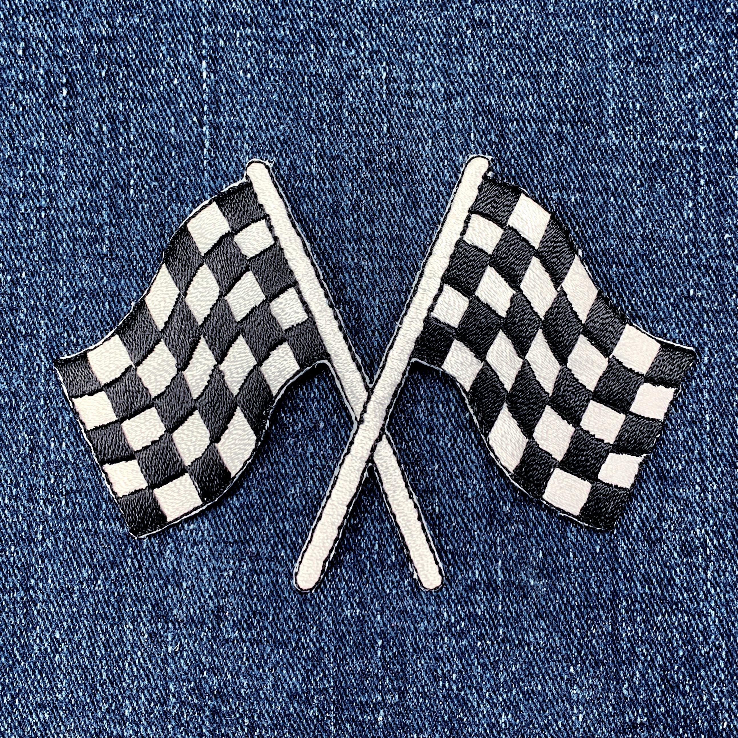 Checkered Flags Applique Patch - Embroidered Racing Badge 4