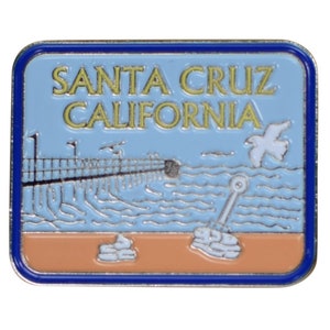 Santa Cruz Pin - California Souvenir, Rubber Backing, Cast Iron, Enamel 1.25"