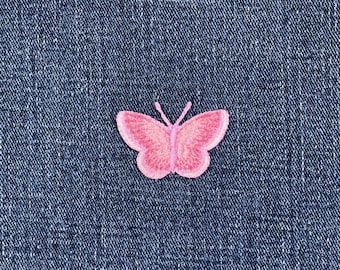 Parche con aplique de mariposa rosa - Insignia de insecto bordada de 3,5 cm (para planchar)