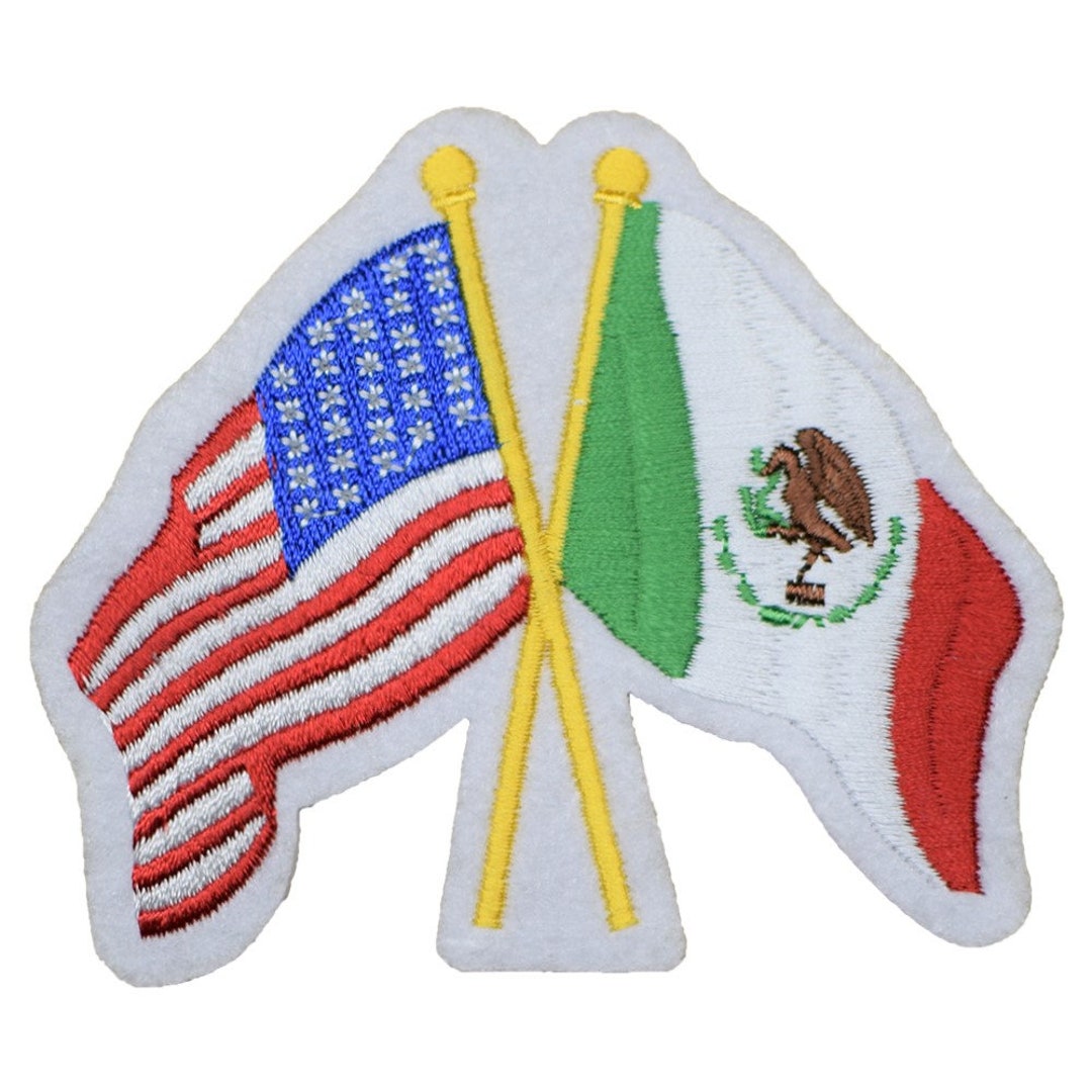 USA Flag Mexico Flag Patch [3.0 X 2.0 - Iron on Sew on- UM1] – MILTACUSA