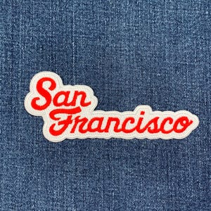 San Francisco Patch - California, Red/White Script Badge 4-5/8" (Iron on)