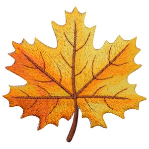 Large Leaf Applique Patch - Orange & Yellow Fall Autumn Badge 2.75" (Iron on)