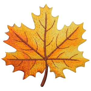 Große Blatt Aufnäher - Orange & Gelb Herbst Herbst Abzeichen 7,5 cm (Eisen auf)