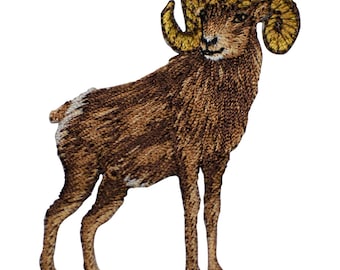 Ram Applique Patch - Embroidered Big Horned Sheep Animal Badge 2.5" (Iron On)