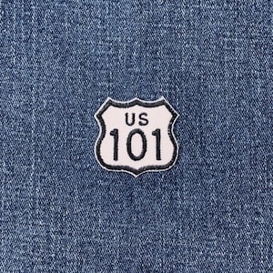Mini US 101 Patch - Embroidered California Oregon Washington Highway Sign Badge 1-3/8" (Iron On)