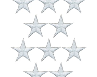 Star Applique Patch - White 5/8" (10-Pack, Iron on)