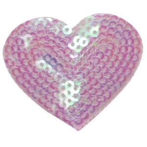 Small Sequin Heart Applique Patch - Pink, Valentine's Day, Love 1.75" (Iron on)