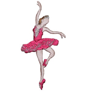 Ballerina Dancer Applique Patch Ballet, Dance, Performing Arts Badge Iron on Fuchsia