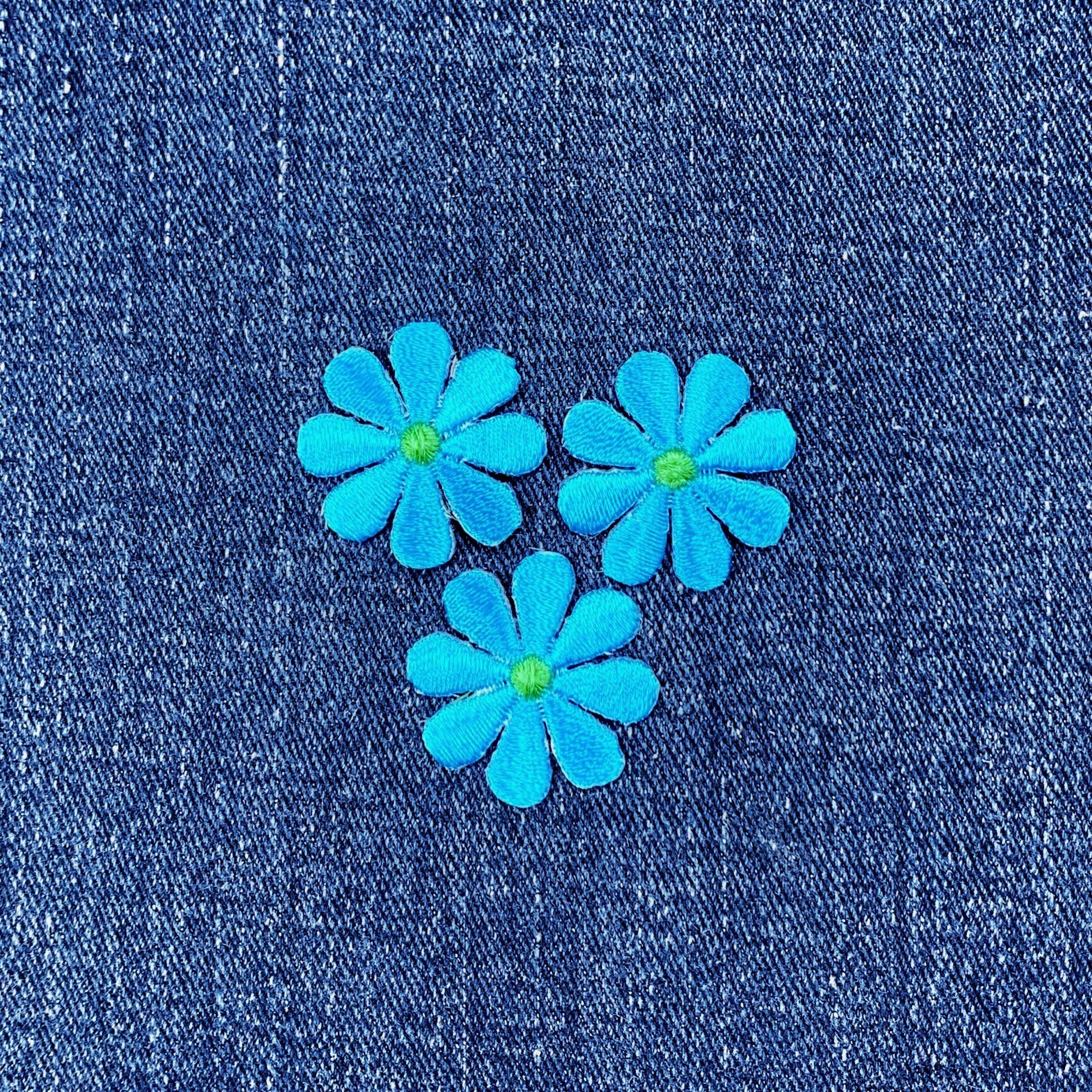 3-Pack Mini Red Daisy Embroidered Iron-On Patches - Flower Applique For Hats, Jackets, Bags, Crafts