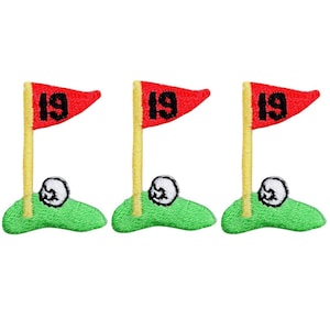 Mini Golf Applique Patch - 19th Hole Links Putting Green 1.25&quot; (3-Pack, Iron on)
