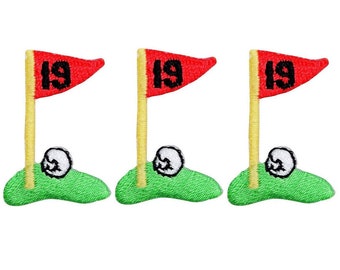 Mini Golf Applique Patch - 19th Hole Links Putting Green 1.25" (3-Pack, Iron on)