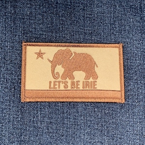 LET'S BE IRIE™ Patch - Embroidered California Elephant Reggae Flag Badge 3.5" (Iron On)