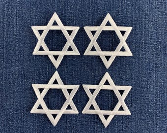 4-Pack Star of David Applique Patch - Embroidered White Decorative Badge 2" (Iron On)