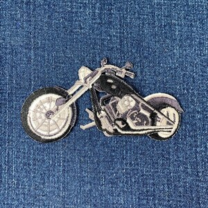 Motorcycle Applique Patch - Chopper Cruiser Motor Bike Embroidered Biker Badge 4&quot; (Iron On)