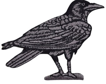 Raven Applique Patch - Bird Facing Right 3" (Iron on)