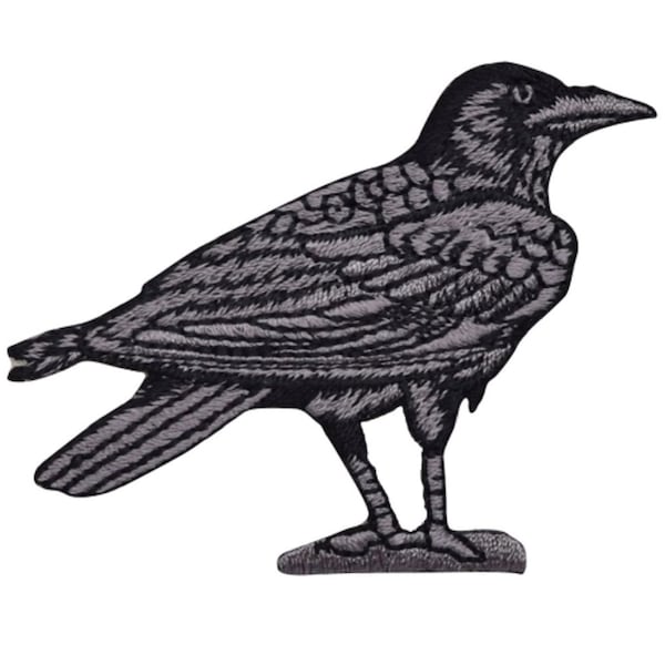 Raven Applique Patch - Bird Facing Right 3" (Iron on)