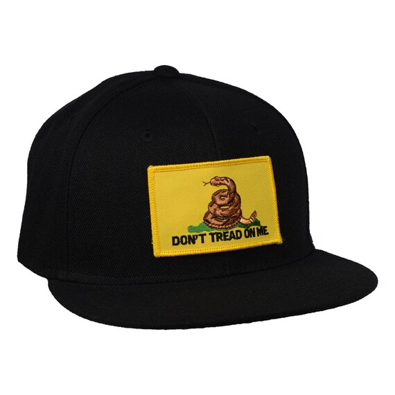 Don/'t Tread On Me Snapback Hat Gadsden Flag US Military Black