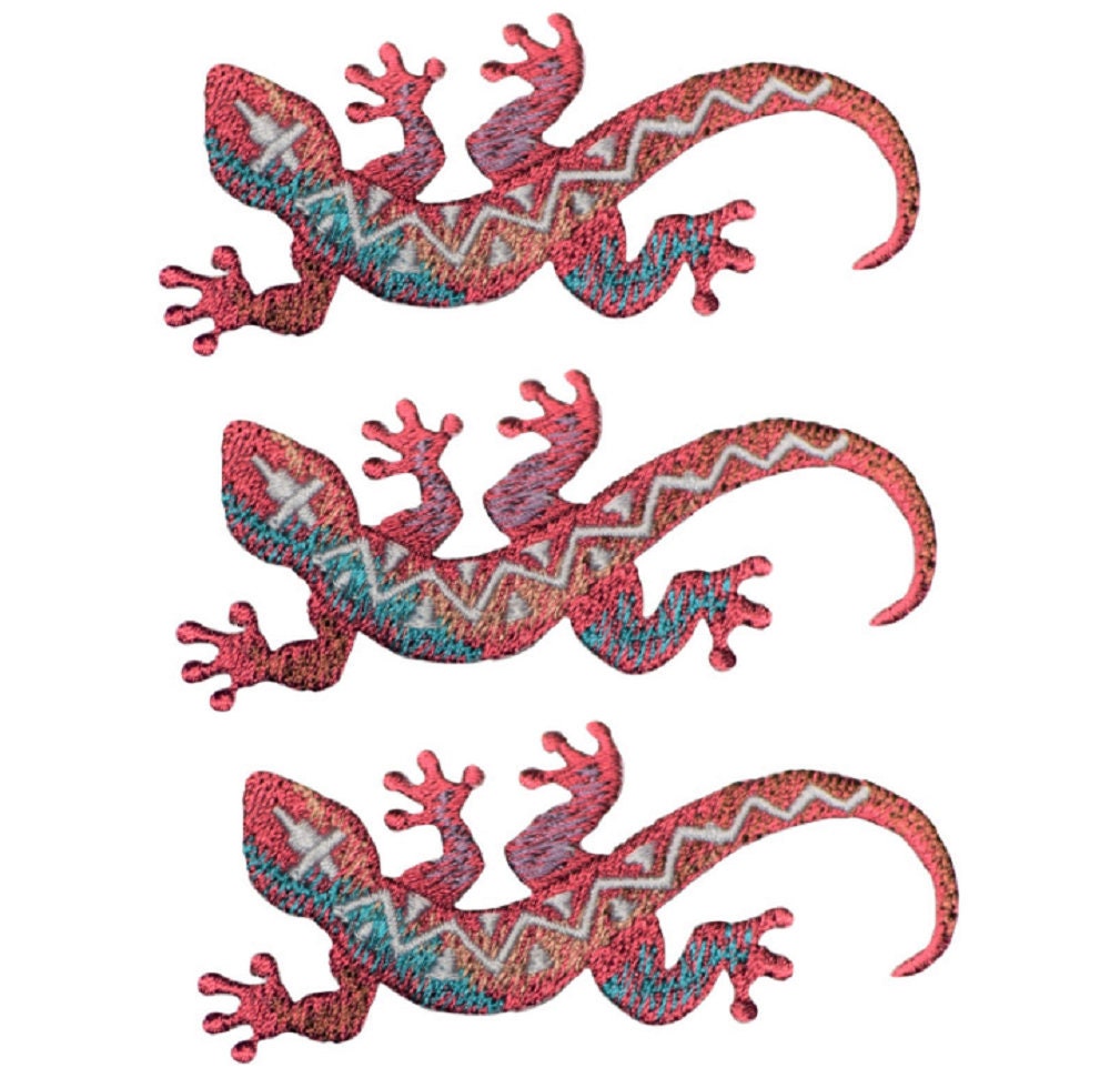 3-pack Southwest Lizard Applique Patch - Embroidered Desert Reptile ...