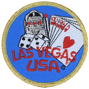 Las Vegas Gaming Patch - Nevada Cards Poker Craps Slots Gambling Badge 3&quot; (Iron or Sew On)