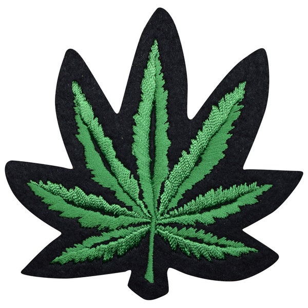 Weed Leaf Applique Patch - Cannabis Pot Marijuana Ganja Badge 3-3/8" (Iron on)