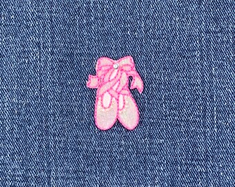 Ballet Slippers Applique Patch - Embroidered Ballerina Dance Shoes Badge 1-1/8" (Iron On)