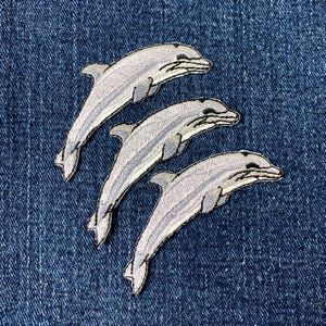 3-Pack Dolphin Applique Patch - Embroidered Marine Mammal Badge 2.5" (Iron On)