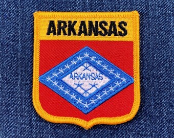 Arkansas Patch - Embroidered Flag Shield Badge 2.75" (Iron On)