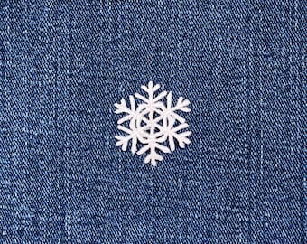 Parche con aplique de copo de nieve - Mini insignia bordada blanca de nieve de invierno de 2,8 cm (para planchar)