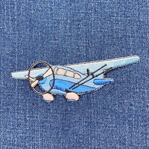 Airplane Applique Patch - Flying Aircraft Pilot Plane Embroidered Badge 4.25&quot; (Iron On)