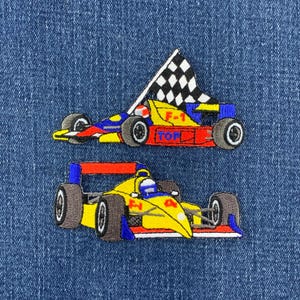 2-Pack Formula 1 Racecar Patch Set - Embroidered F-1 Racing Badges (Iron On)